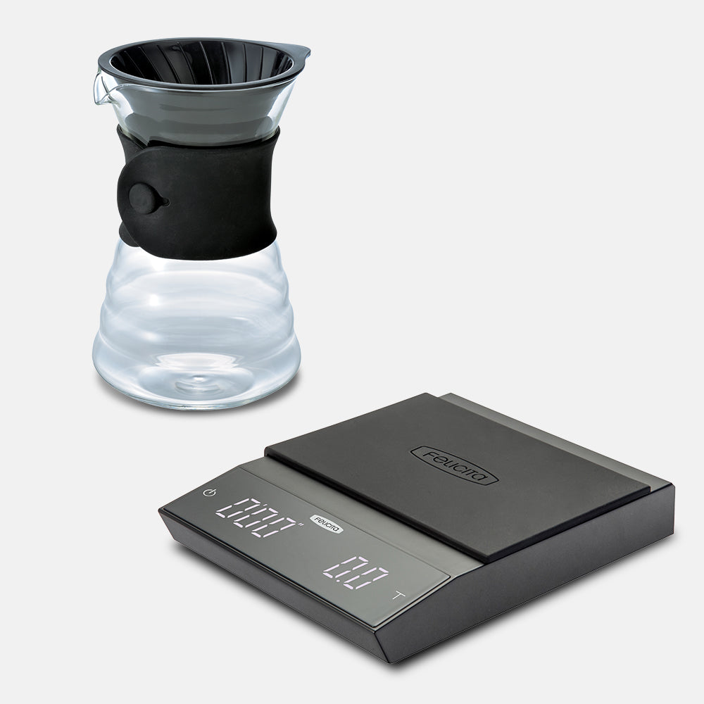 Hario V60 Drip Decanter and Felicita Incline Scale Bundle