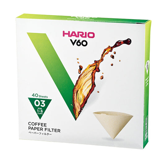 Hario V60 Coffee Filter Papers - Size 03 - Brown (40 pack)